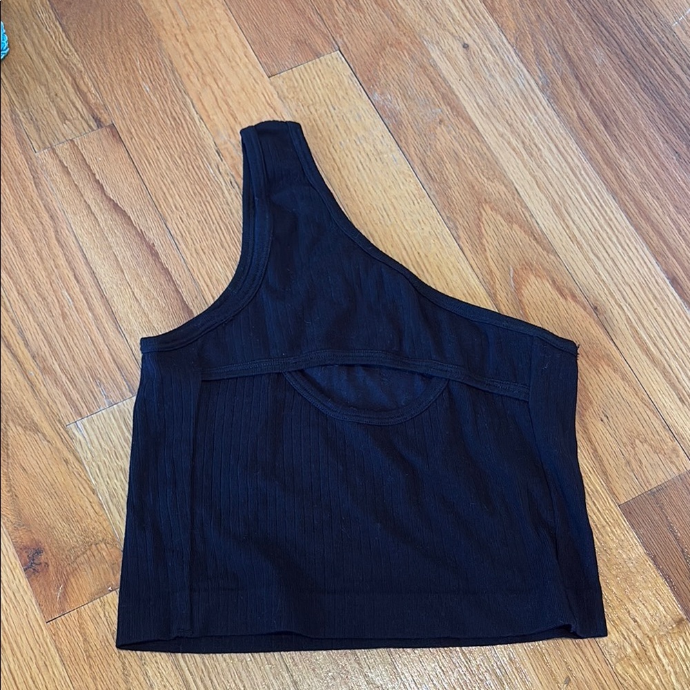 Blue Asymmetrical Sleeveless Crop Tank Top